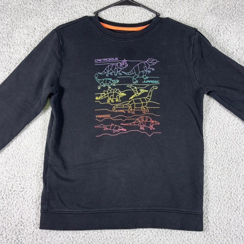 Cat Jack Kids Black Long Sleeve Dinosaur Graphic Sweatshirt Size L 12 14